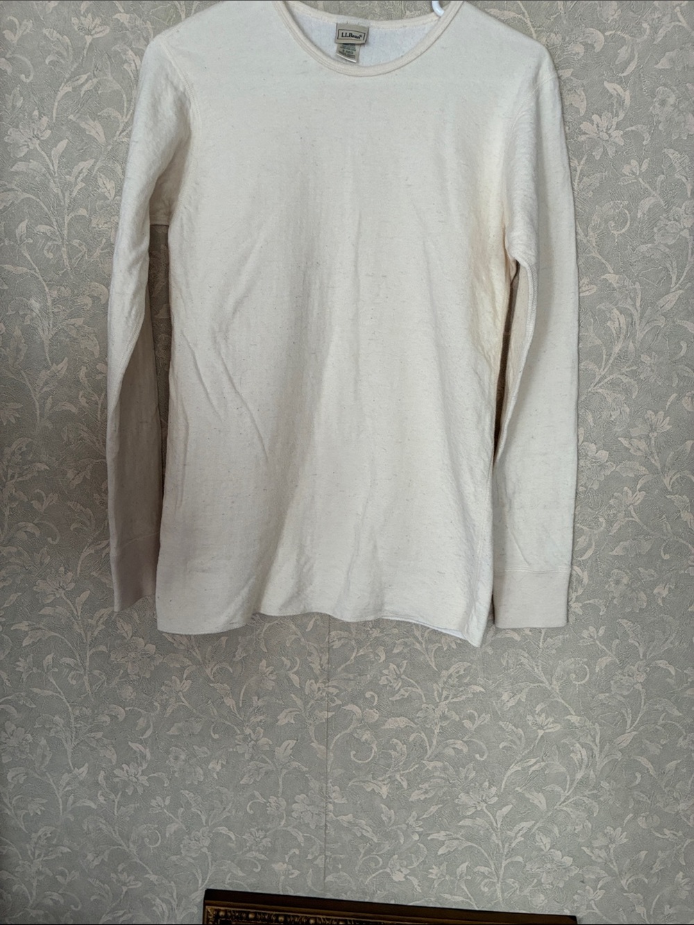 L.L. Bean Men's Long-Sleeve Crewneck Shirt in Off-White